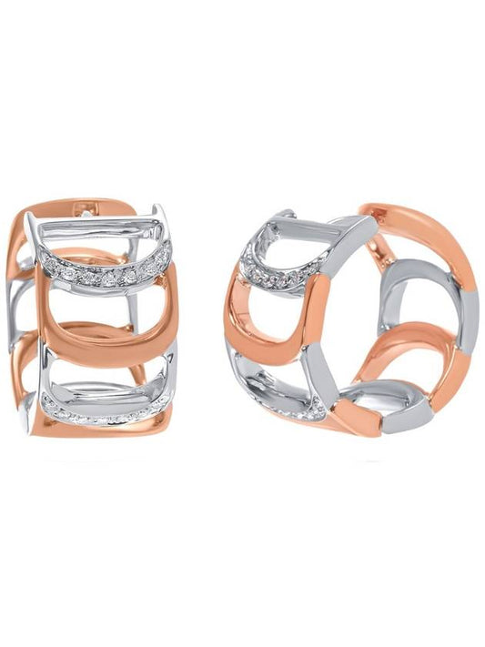 Cima 18kt white and rose gold diamond Huggie earrings - DAMIANI - BALAAN 1