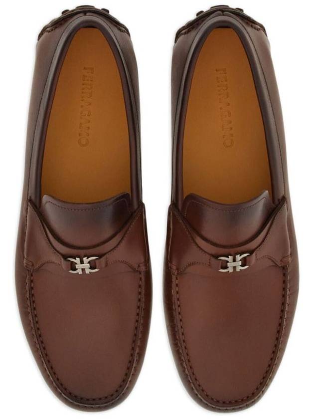 Gancini Leather Driving Shoes Brown - SALVATORE FERRAGAMO - BALAAN 4