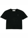 Small Heart Logo Short Sleeve T-Shirt Black - AMI - BALAAN 3