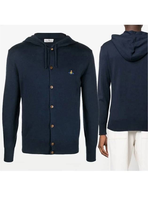 Logo Hooded Cardigan Navy - VIVIENNE WESTWOOD - BALAAN 3