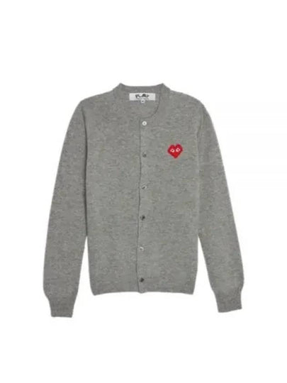 Invader Heart Wool Cardigan Grey - COMME DES GARCONS - BALAAN 2