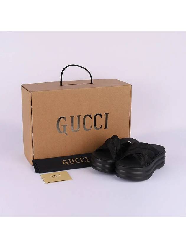 GG Platform Padded Nylon Slide Sandals Black - GUCCI - BALAAN 7