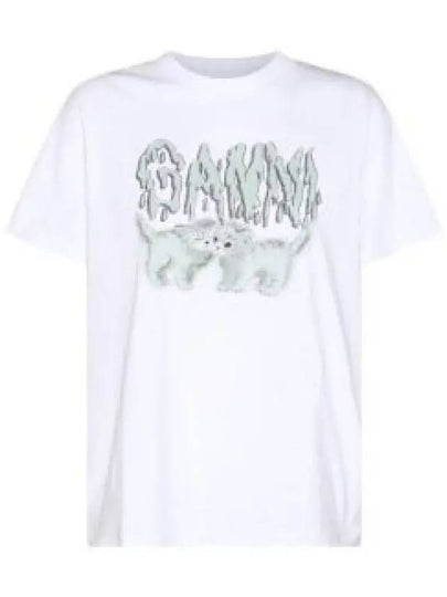 Logo Print Short Sleeve T-Shirt White - GANNI - BALAAN 2