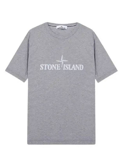 Stitches Two Embroidery Short Sleeve T-Shirt Melange Grey - STONE ISLAND - BALAAN 2