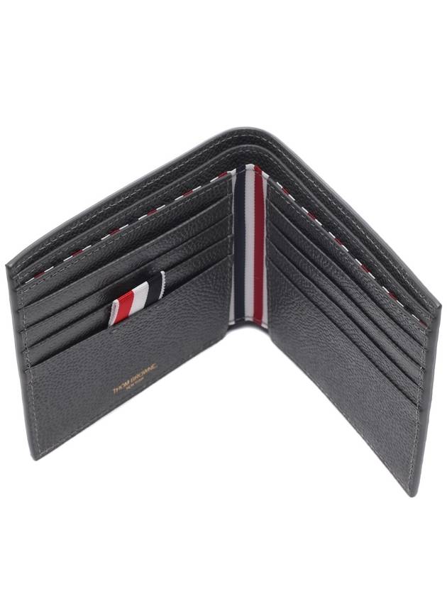 Pebble Grain Leather Half Wallet Grey - THOM BROWNE - BALAAN 7