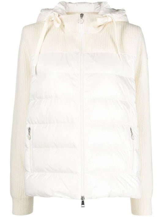 Padded wool hooded cardigan white - MONCLER - BALAAN 1