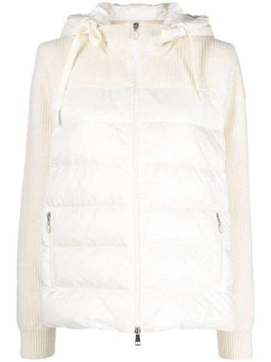 Padded Wool Hooded Cardigan White - MONCLER - BALAAN 1