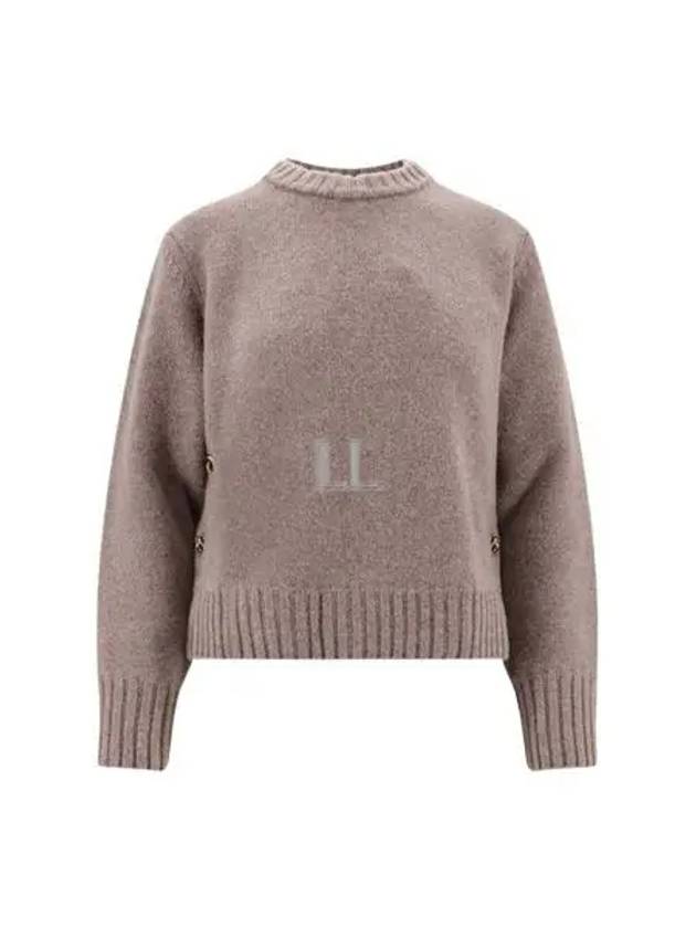 Metal Note Button Wool Knit Top Grey - BOTTEGA VENETA - BALAAN 2