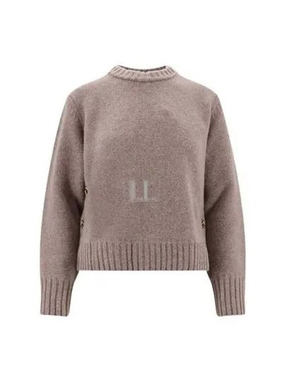 Metal Note Button Wool Knit Top Grey - BOTTEGA VENETA - BALAAN 2