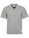 Side Slit Three Stripe Tab Short Sleeve Polo Shirt Grey - THOM BROWNE - BALAAN 1