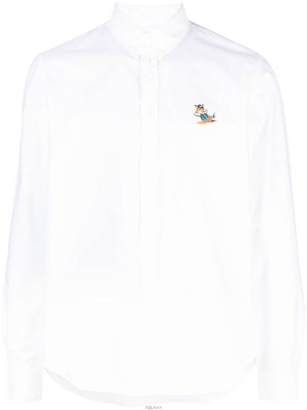 Dressed Fox Patch Relaxed Long Sleeve Shirt White - MAISON KITSUNE - BALAAN 2