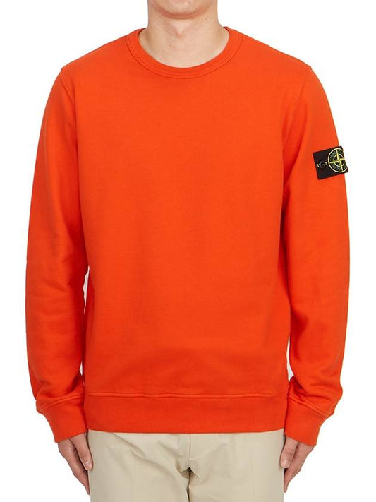 Brushed Cotton Fleece Garment Dyed Crewneck Sweatshirt Lobster Red - STONE ISLAND - BALAAN 2