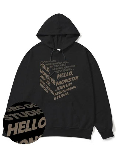 Cube Coffee Brown Overfit Hoodie Black - MONSTER REPUBLIC - BALAAN 2