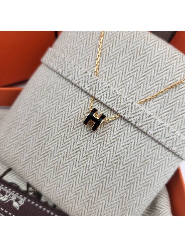 Mini Pop H Pendant Necklace Gold Noir - HERMES - BALAAN 2