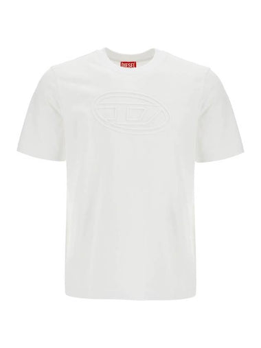 Embossed Oval D Short Sleeve T-Shirt White - DIESEL - BALAAN 1