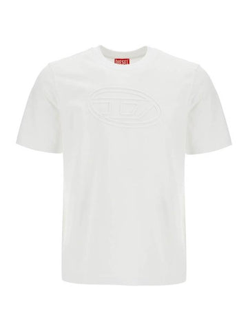 Embossed Oval D Short Sleeve T-Shirt White - DIESEL - BALAAN 1