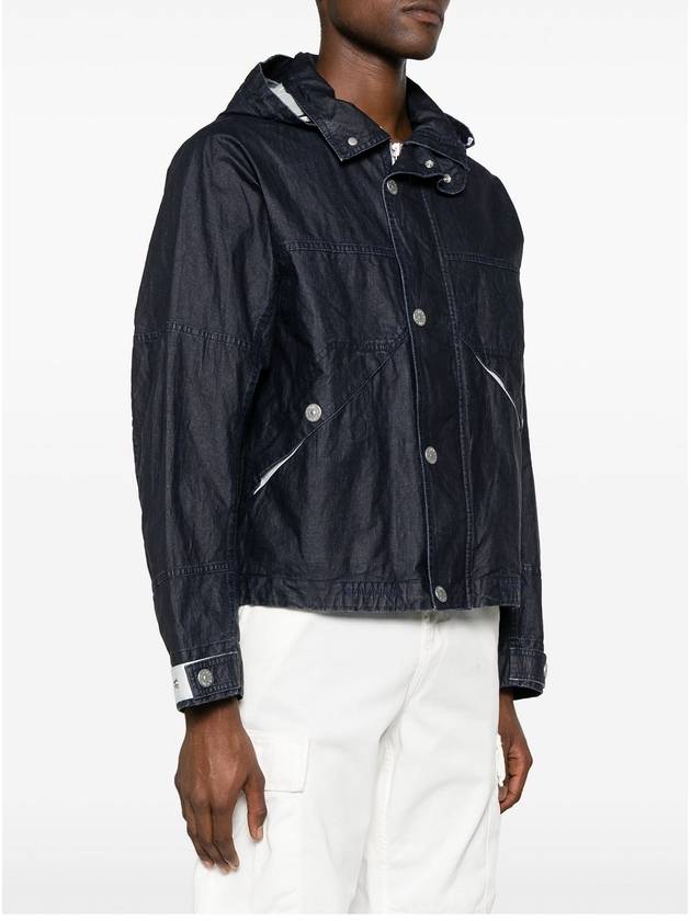 Marina Raw Plated Linen Hooded Jacket Royal Blue - STONE ISLAND - BALAAN 4