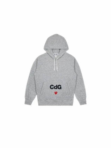 Women's Play CDG Logo Gray Hoodie AE T103 - COMME DES GARCONS - BALAAN 1