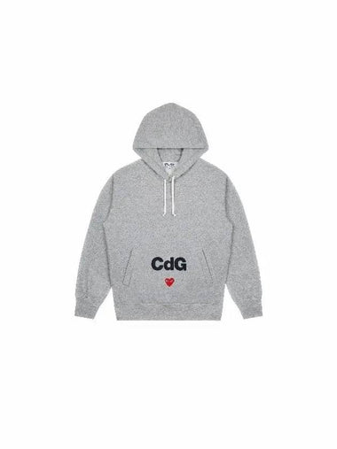 Women's Play CDG Logo Gray Hoodie AE T103 - COMME DES GARCONS - BALAAN 1