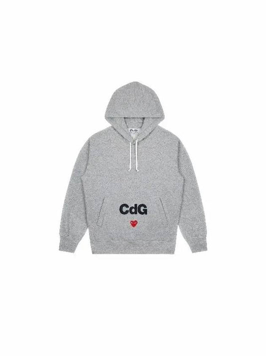 Women's Play CDG Logo Gray Hoodie AE T103 - COMME DES GARCONS - BALAAN 1