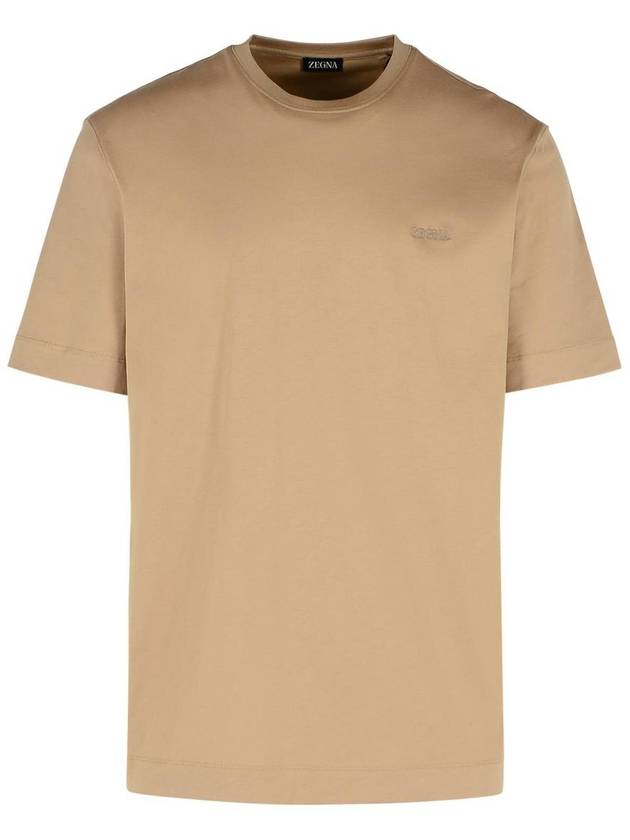 Zegna 'Pure' Beige Cotton T-Shirt - ERMENEGILDO ZEGNA - BALAAN 1