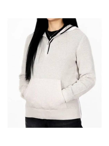 Women's Waffle Stitch Merino Wool Hoodie Quarter Zipper Sweater - G/FORE - BALAAN 1