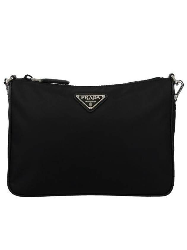 Triangle Logo Re-Nylon Saffiano Leather Cross Bag Black - PRADA - BALAAN 2