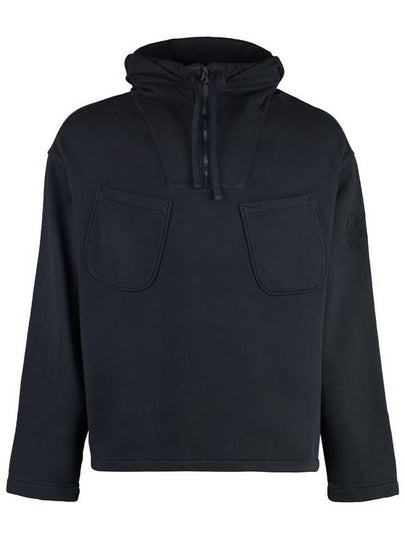 Brushed Emerize Diagonal Fleece Hoodie Black - CP COMPANY - BALAAN 2