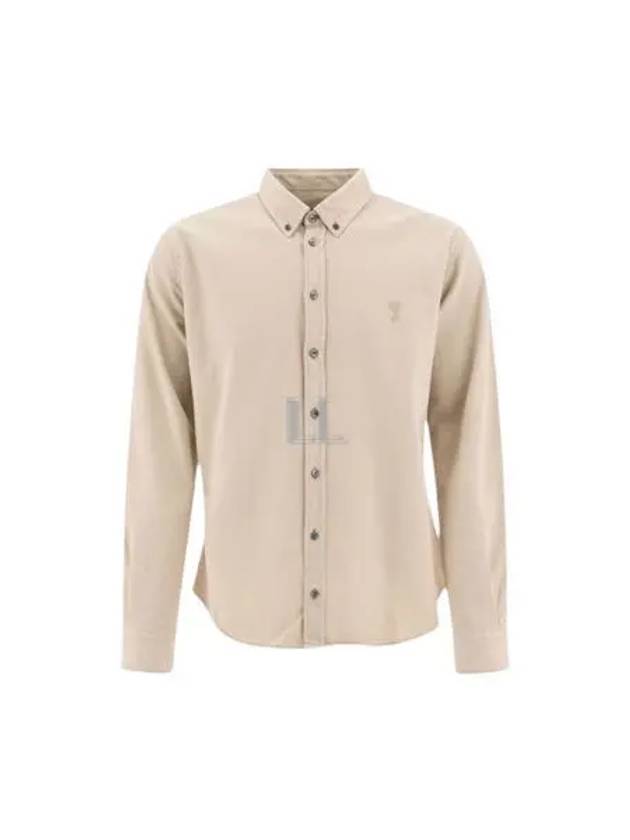 Button Down Long Sleeve Shirt Ecru - AMI - BALAAN 2