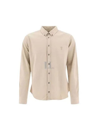 Button Down Long Sleeve Shirt Ecru - AMI - BALAAN 2