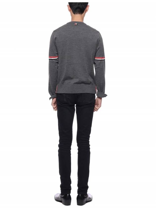 Merino Striped Crew Neck Knit Top Grey - THOM BROWNE - BALAAN 6