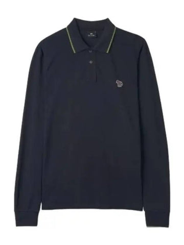 Regular fit pique zebra polo shirt navy t collar tee - PAUL SMITH - BALAAN 1