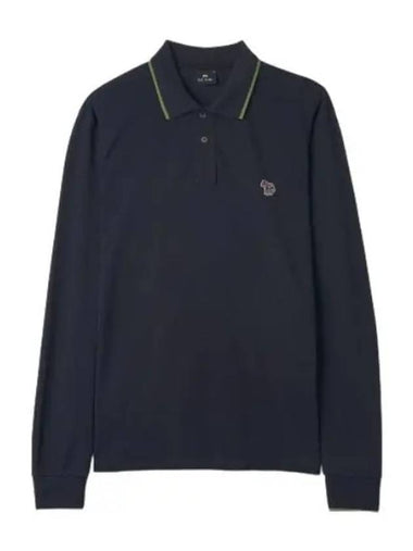 Regular fit pique zebra polo shirt navy - PAUL SMITH - BALAAN 1