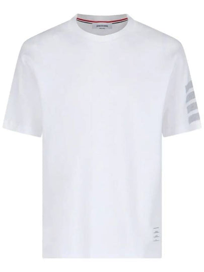 4-Bar Striped Cotton Short Sleeve T-Shirt White - THOM BROWNE - BALAAN 2