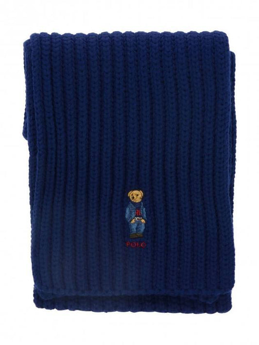 Bear Logo Muffler Blue - POLO RALPH LAUREN - BALAAN.