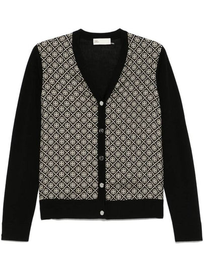 Logo Detail V-Neck Cardigan Black - TORY BURCH - BALAAN 2