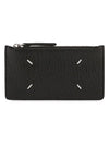 Pebble Leather Stitch Logo Zipper Card Wallet Black - MAISON MARGIELA - BALAAN 4