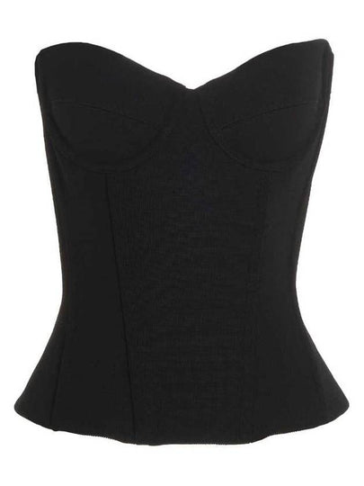 Ribbed Strapless Bustier Top Black - BALENCIAGA - BALAAN 2