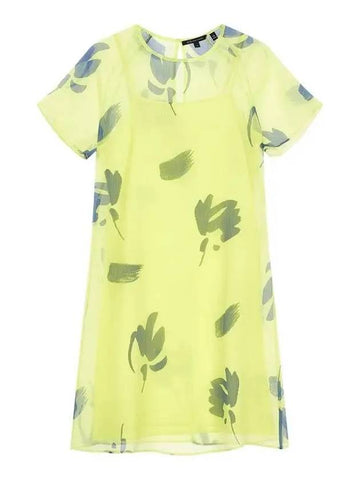 Brush flower chiffon dress light yellow - ARMANI EXCHANGE - BALAAN 1