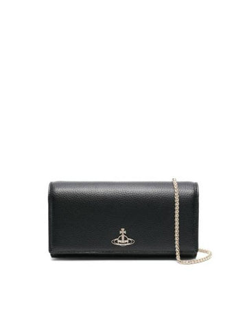 Gold Logo Chain Long Wallet Black - VIVIENNE WESTWOOD - BALAAN 1