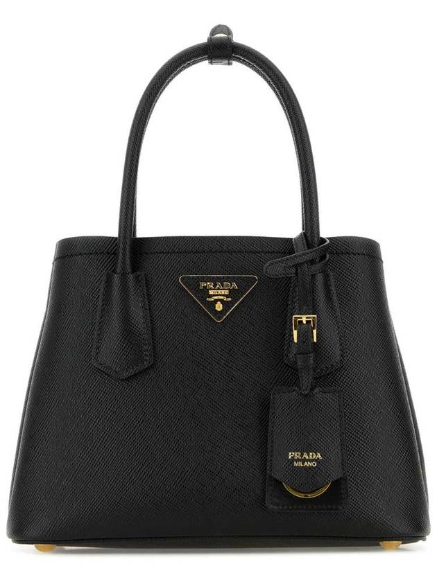 Double Saffiano Leather Mini Bag Black - PRADA - BALAAN 2