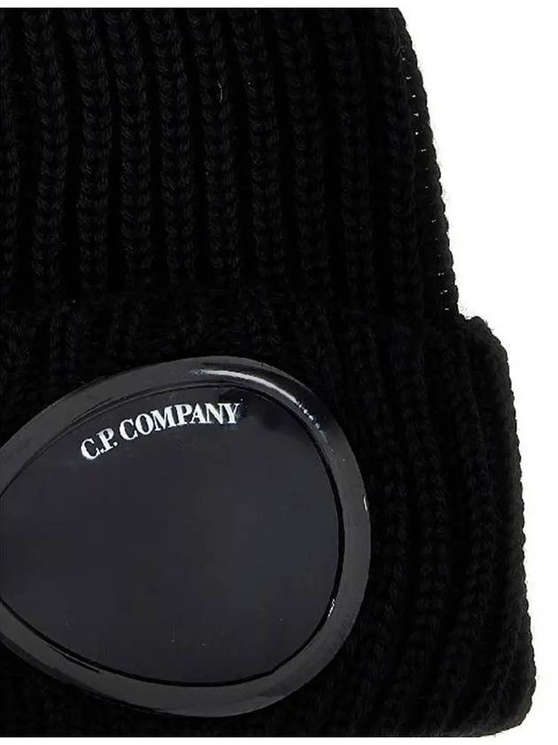 Signature Goggles Wool Beanie Black - CP COMPANY - BALAAN 5