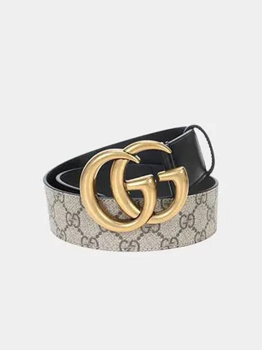 GG Buckle Leather Belt Black Beige - GUCCI - BALAAN 2