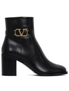 V Logo Signature Calfskin Middle Boots Black - VALENTINO - BALAAN 2