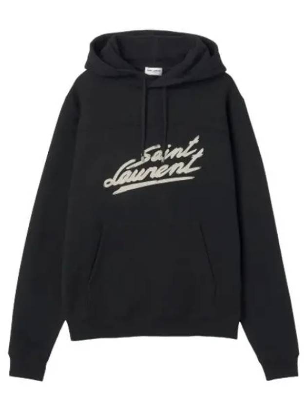 Signature hooded black chalk t shirt hoodie - SAINT LAURENT - BALAAN 1