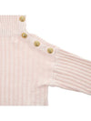 cutout high neck button cropped knit pink - BALMAIN - BALAAN.