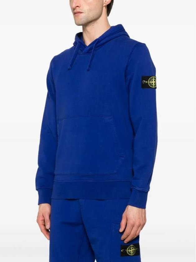 6100045 Organic Cotton Fleece Drawstring Hoodie Blue - STONE ISLAND - BALAAN 4