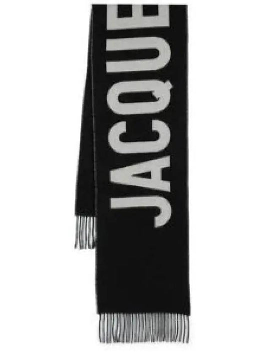 Lecharpe Fringe Logo Virgin Wool Muffler Black - JACQUEMUS - BALAAN 2