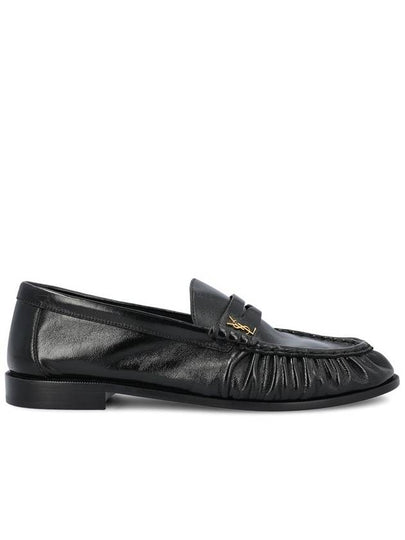 Le Signature Cassandre Logo Plaque Lamb Skin Loafer Black - SAINT LAURENT - BALAAN 2