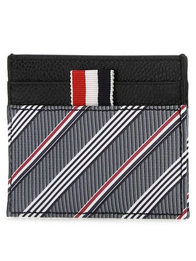 Three Stripes Tab Monogram Double Side Card Wallet Medium Grey - THOM BROWNE - BALAAN 2